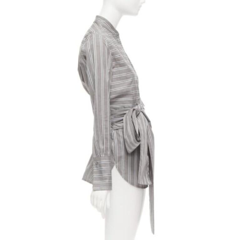 VVB VICTORIA BECKHAM grey striped cotton oversized sash belt tunic shirt UK6 XS In Fair Condition In Hong Kong, NT