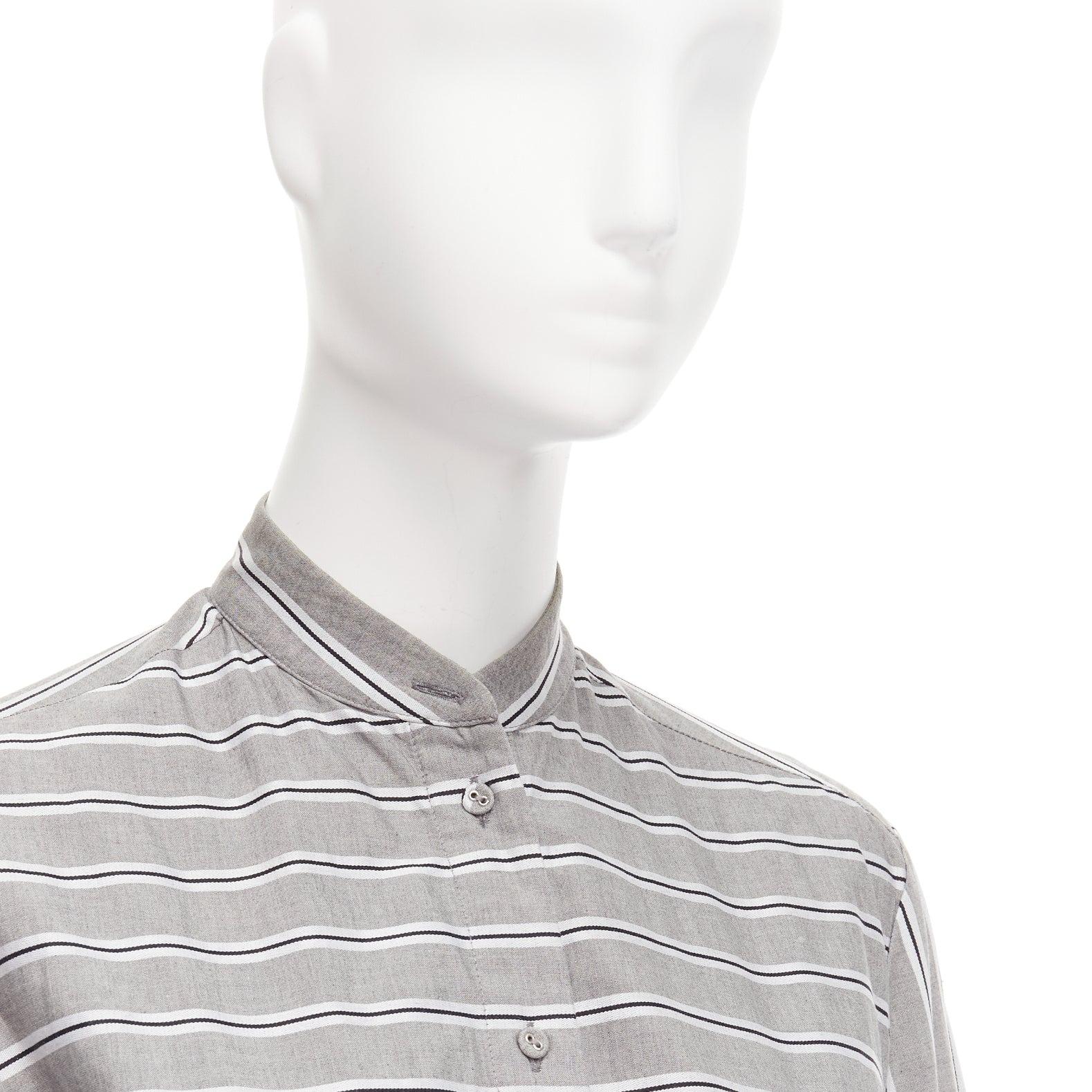 VVB VICTORIA BECKHAM grey striped cotton oversized sash belt tunic shirt UK6 XS For Sale 2