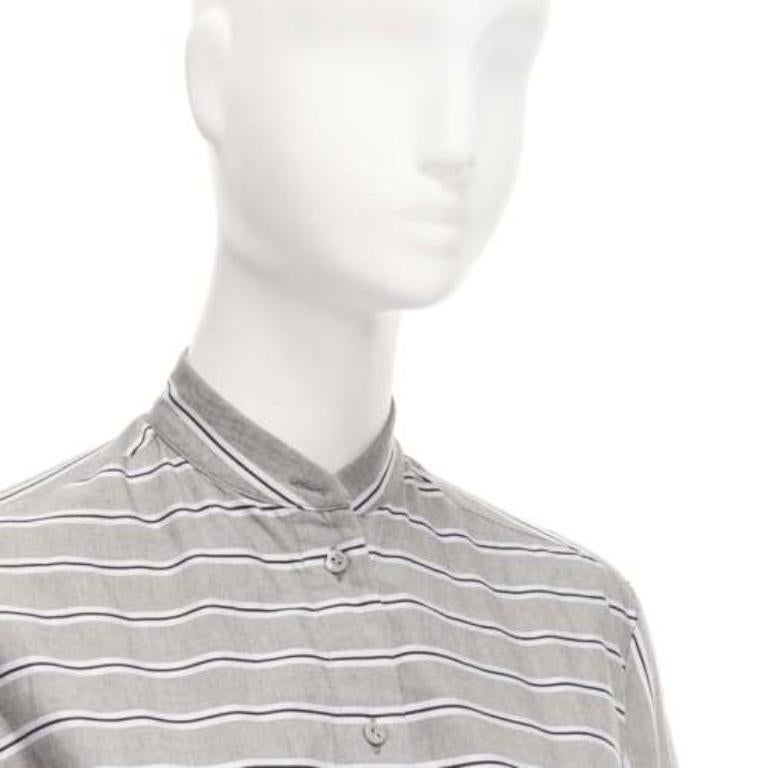 VVB VICTORIA BECKHAM grey striped cotton oversized sash belt tunic shirt UK6 XS 2