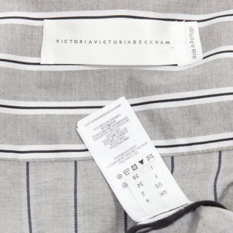 VVB VICTORIA BECKHAM grey striped cotton oversized sash belt tunic shirt UK6 XS 3