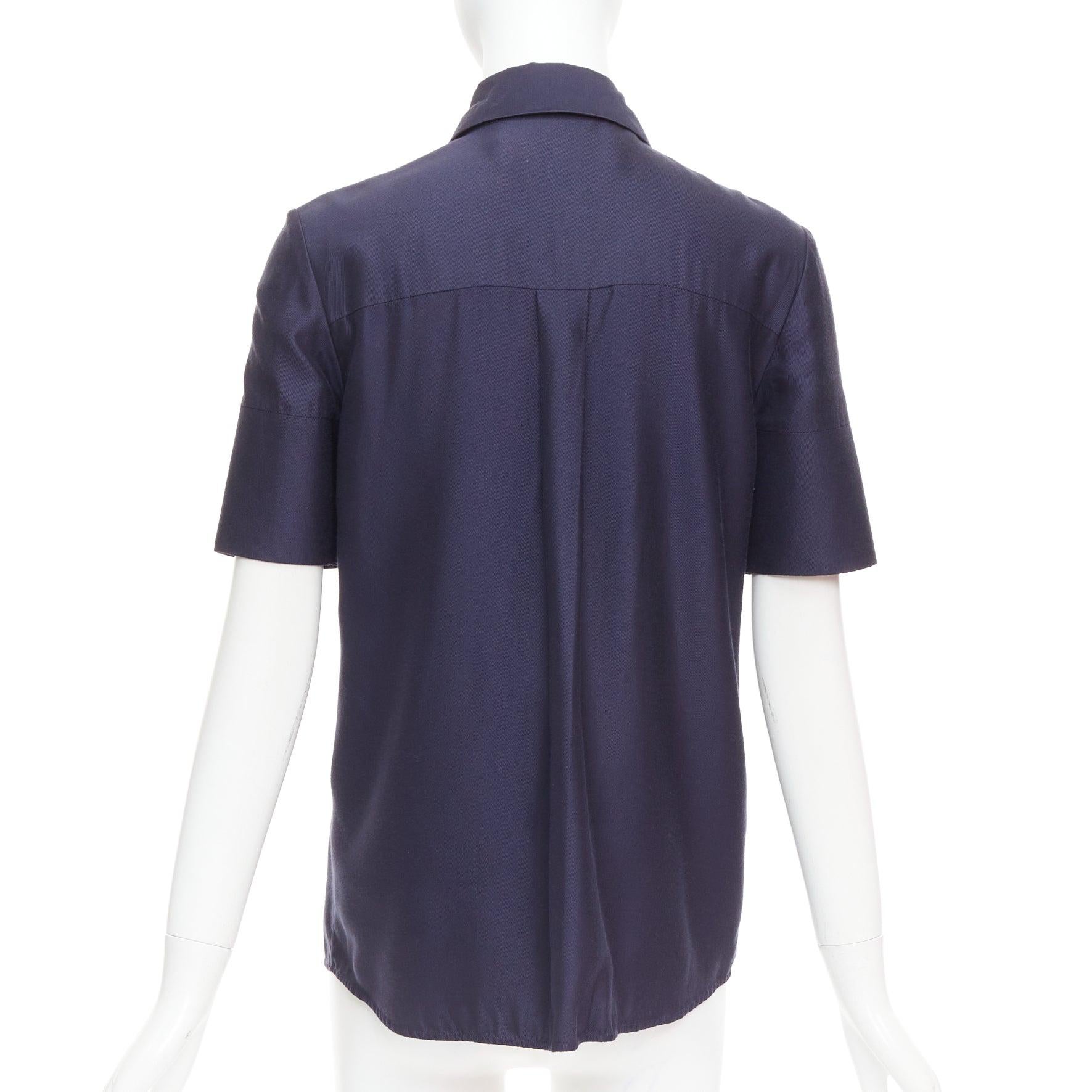 Women's VVB VICTORIA BECKHAM navy black trimmed boxy utility shirt UK6 S For Sale