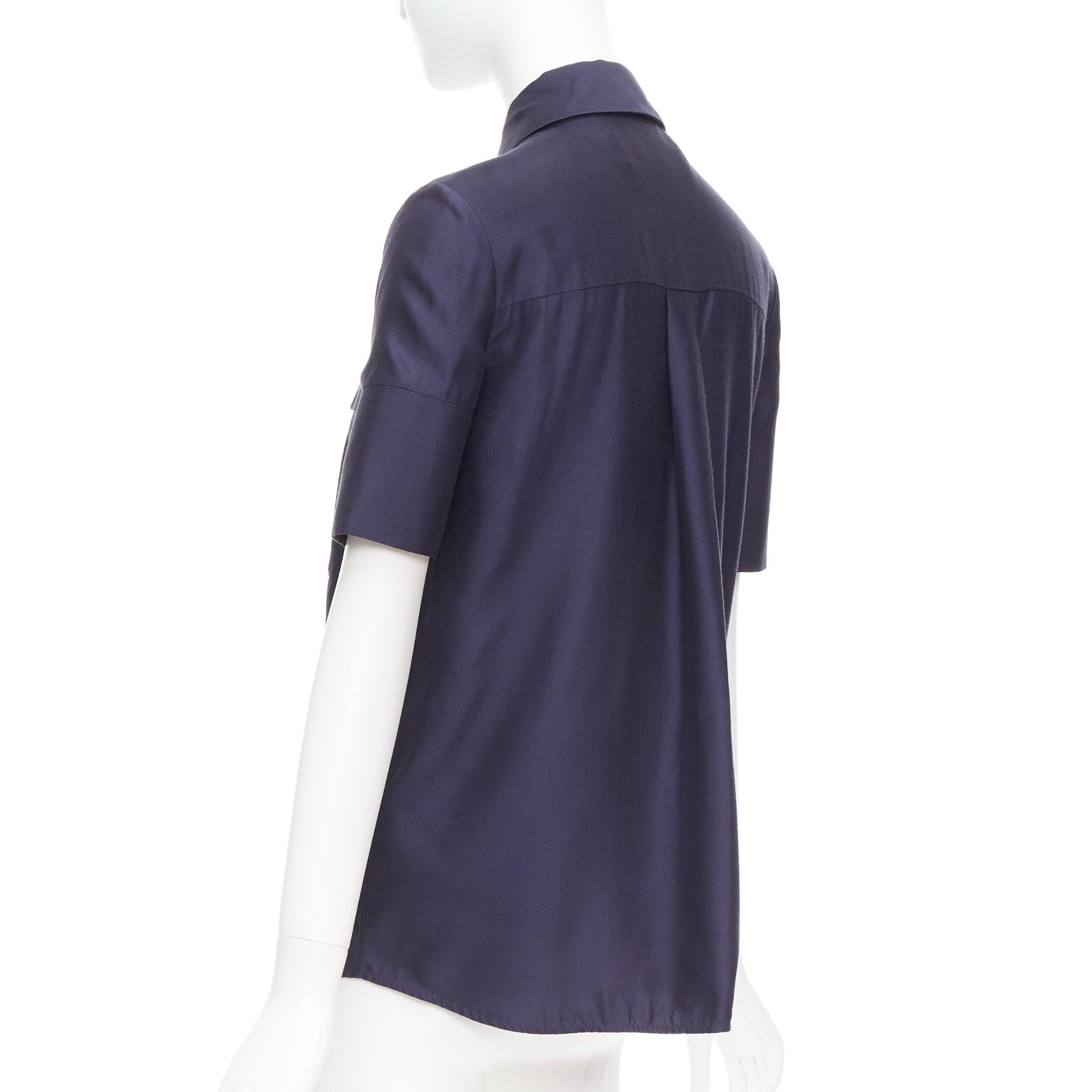VVB VICTORIA BECKHAM navy black trimmed boxy utility shirt UK6 S For Sale 1