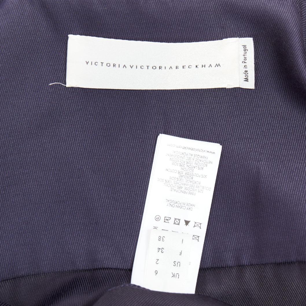 VVB VICTORIA BECKHAM navy black trimmed boxy utility shirt UK6 S For Sale 3