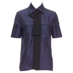 VVB Victoria Beckham, camicia utility squadrata con bordi neri e marini UK6 S