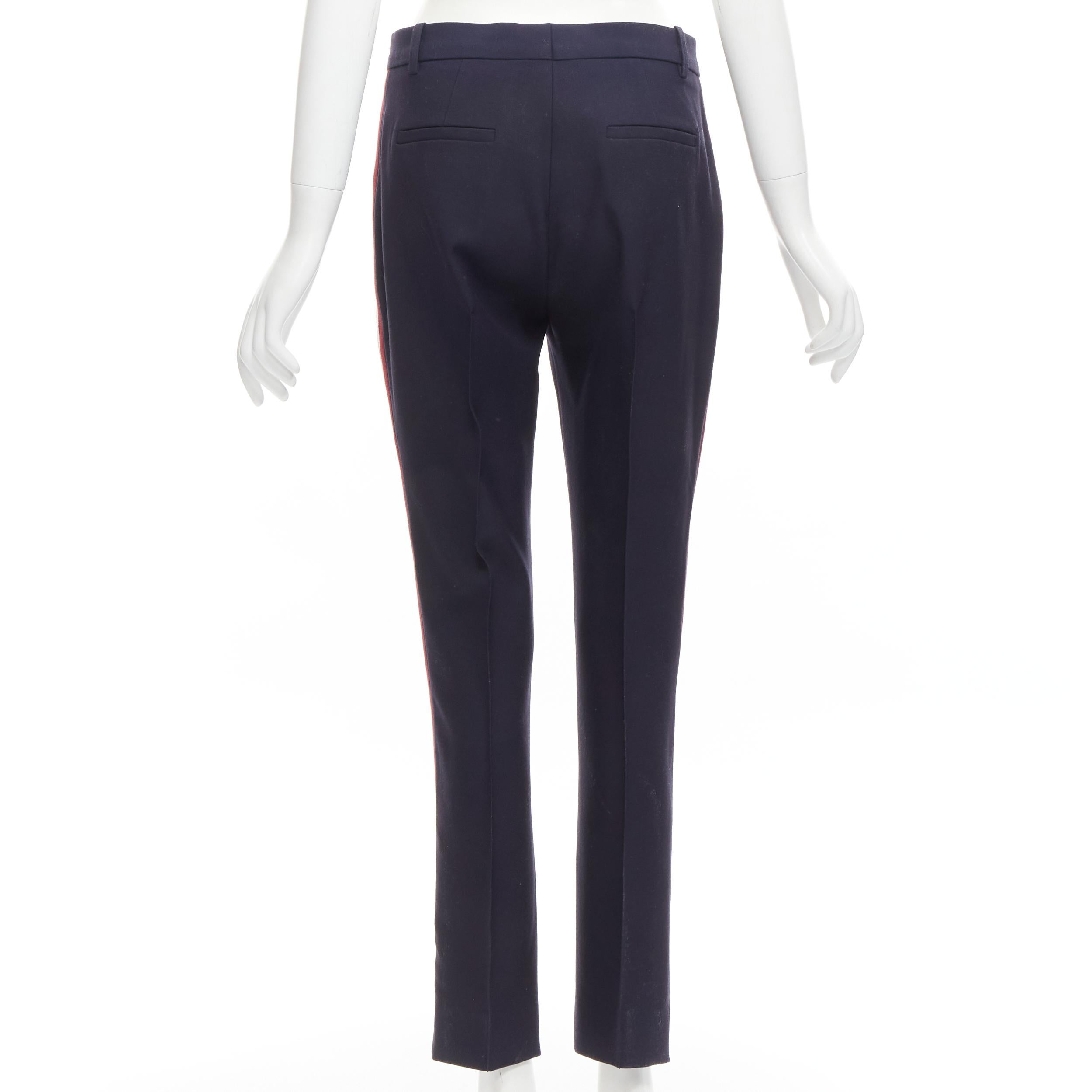 VVB VICTORIA BECKHAM - Pantalon à bordure en laine à rayures rouges GB8 S Pour femmes en vente