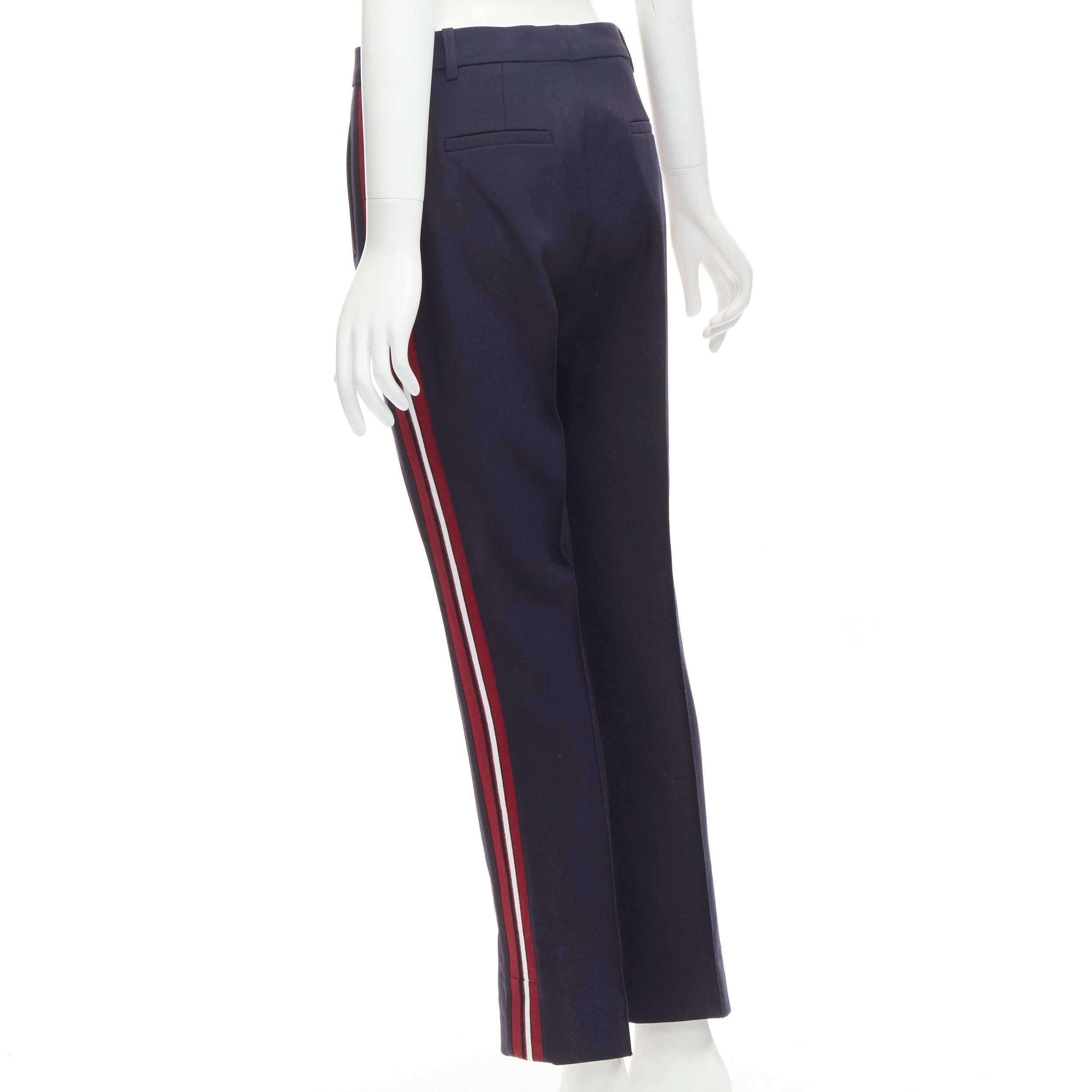 VVB VICTORIA BECKHAM - Pantalon à bordure en laine à rayures rouges GB8 S en vente 1