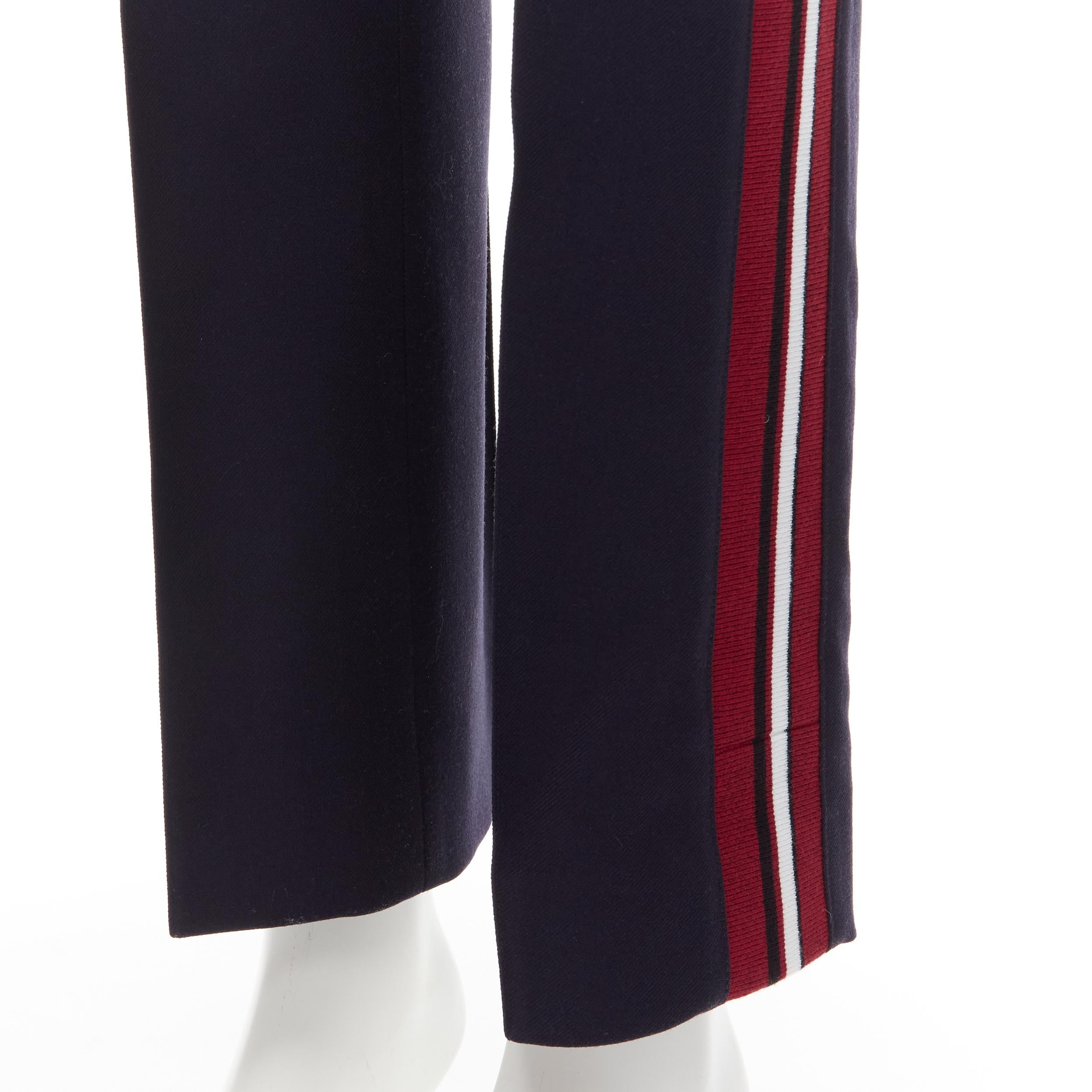 VVB VICTORIA BECKHAM - Pantalon à bordure en laine à rayures rouges GB8 S en vente 2