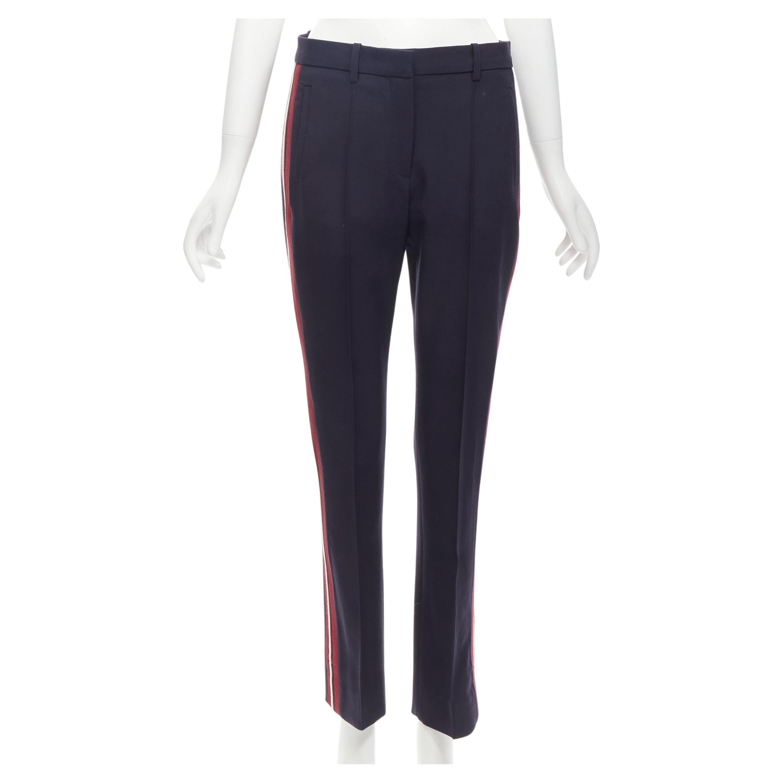VVB VICTORIA BECKHAM - Pantalon à bordure en laine à rayures rouges GB8 S en vente