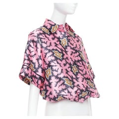 VVB VICTORIA BECKHAM pink pop graphic silk bubble boxy overshirt UK6 XS