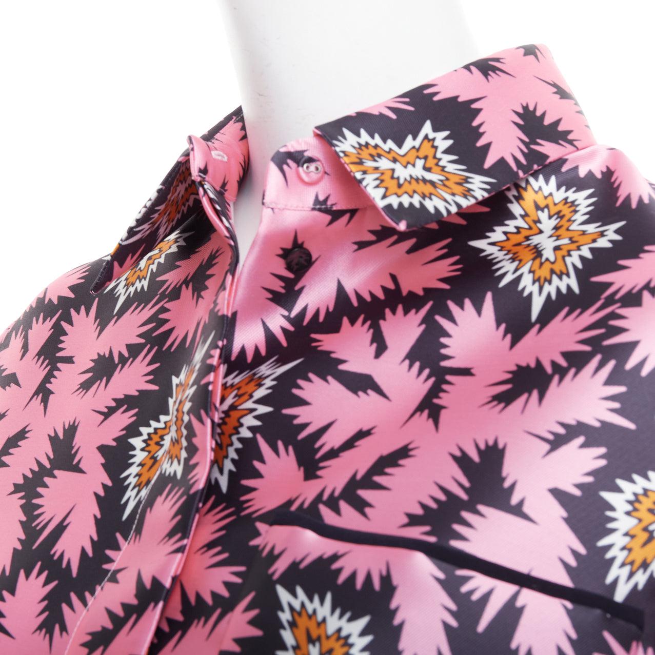 Gris VVB VICTORIA BECKHAM rose pop graphique soie bulle boxy overshirt UK6 XS en vente