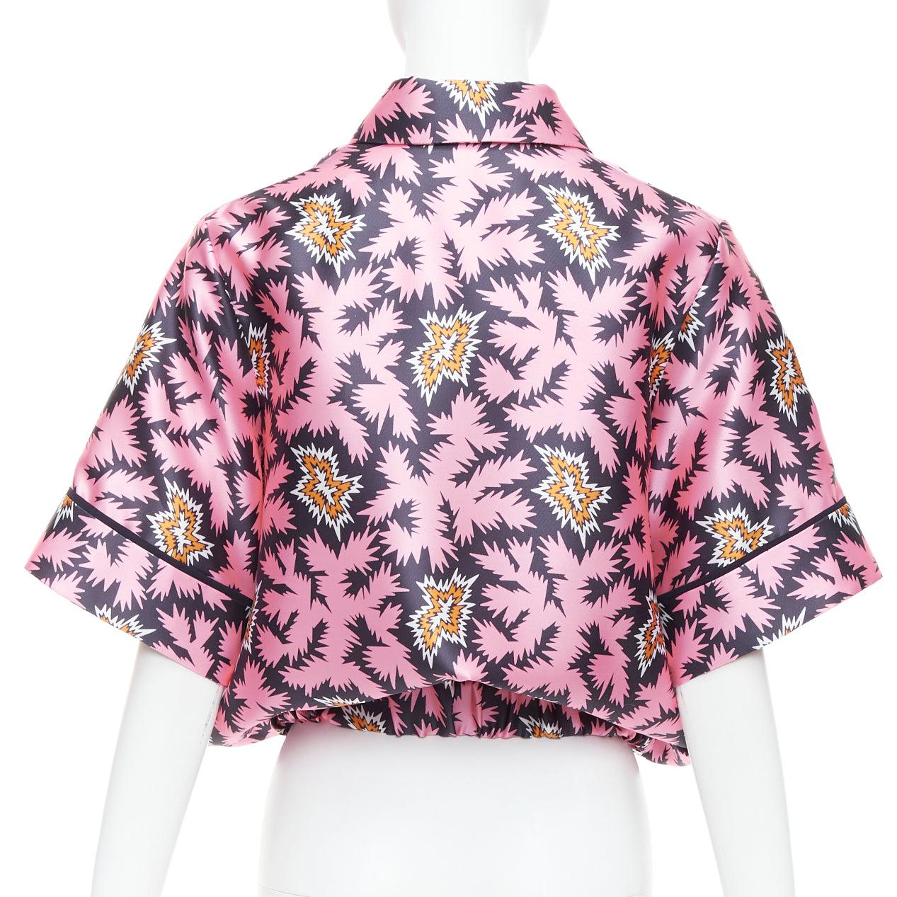VVB VICTORIA BECKHAM rose pop graphique soie bulle boxy overshirt UK6 XS Pour femmes en vente