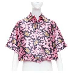Victoria Beckham rosa pop grafica in seta a bolle d'aria UK6 XS