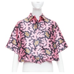 VVB VICTORIA BECKHAM pink pop graphic silk bubble boxy overshirt UK6 XS