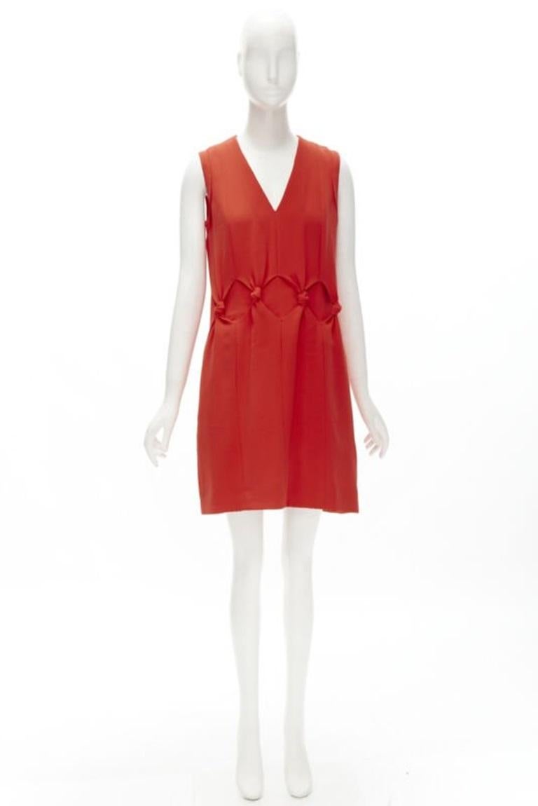 VVB VICTORIA BECKHAM red polyester crepe knot detail cocktail dress UK8 S For Sale 5