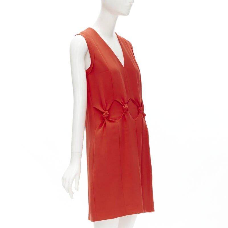 Red VVB VICTORIA BECKHAM red polyester crepe knot detail cocktail dress UK8 S For Sale