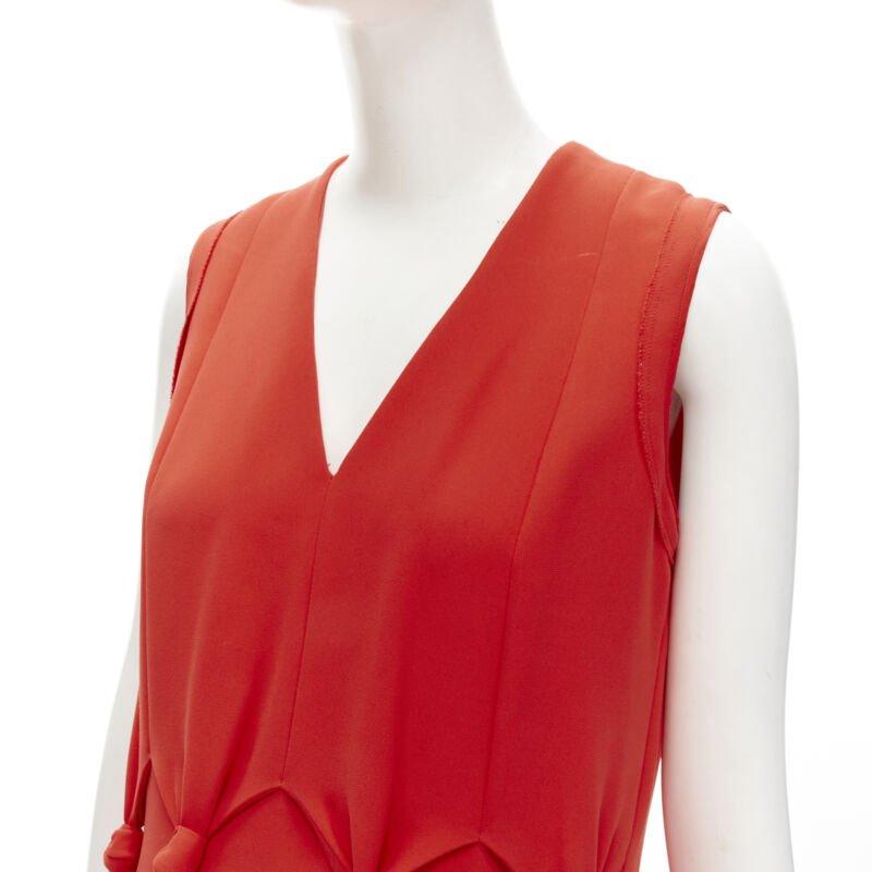 VVB VICTORIA BECKHAM red polyester crepe knot detail cocktail dress UK8 S For Sale 2