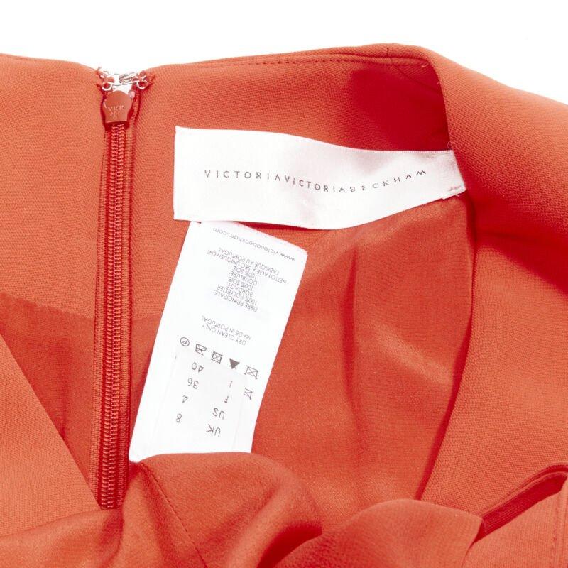 VVB VICTORIA BECKHAM red polyester crepe knot detail cocktail dress UK8 S For Sale 4