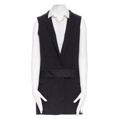 VVB Victoria Beckham camicia bianca a strati senza maniche, blazer boxy da lavoro UK8