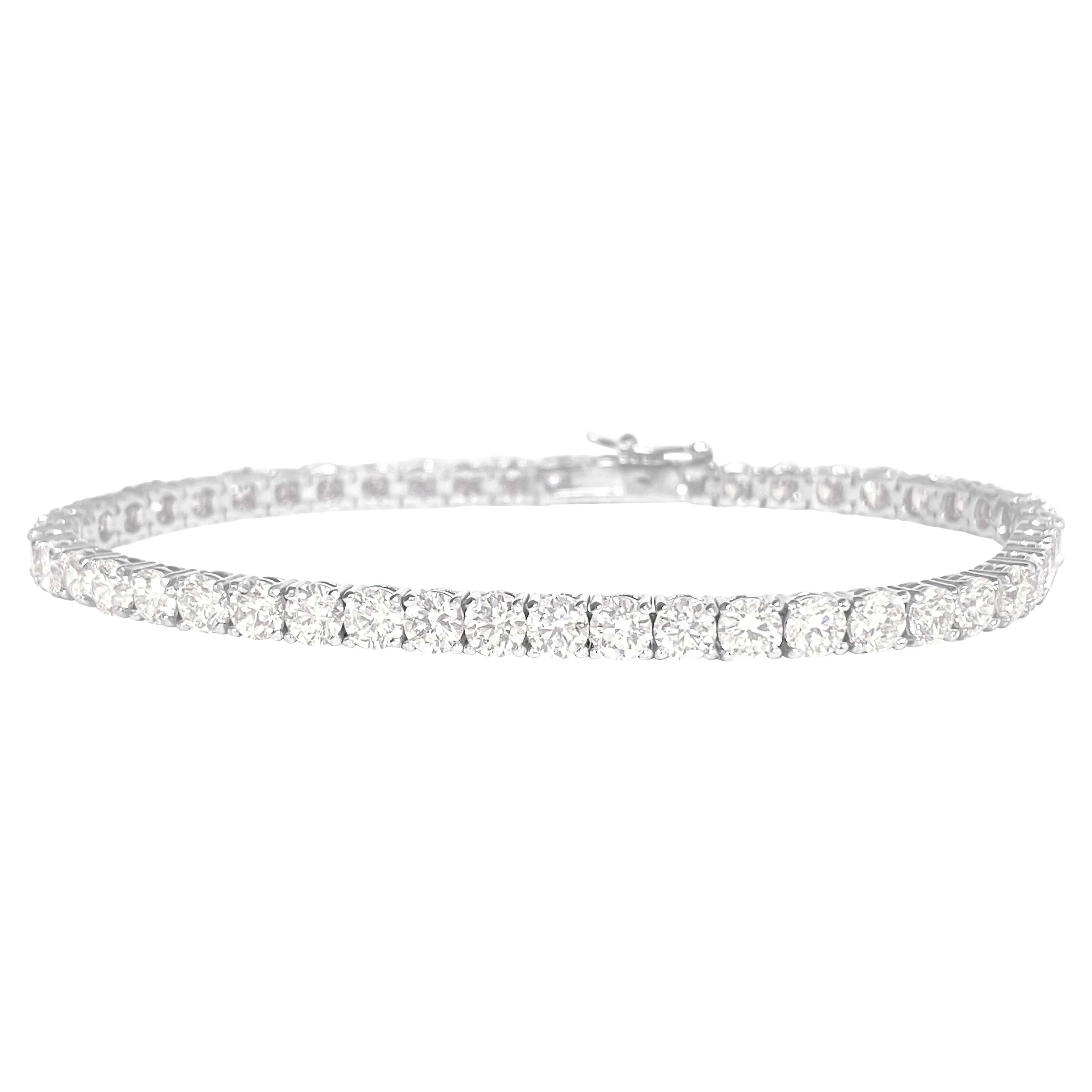 Bracciale tennis con diamanti VVS da 9,10 carati in oro bianco 14K
