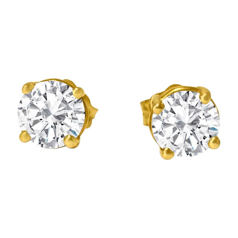 VVS Diamond Studs in 14k Gold Unisex Earrings For Sale