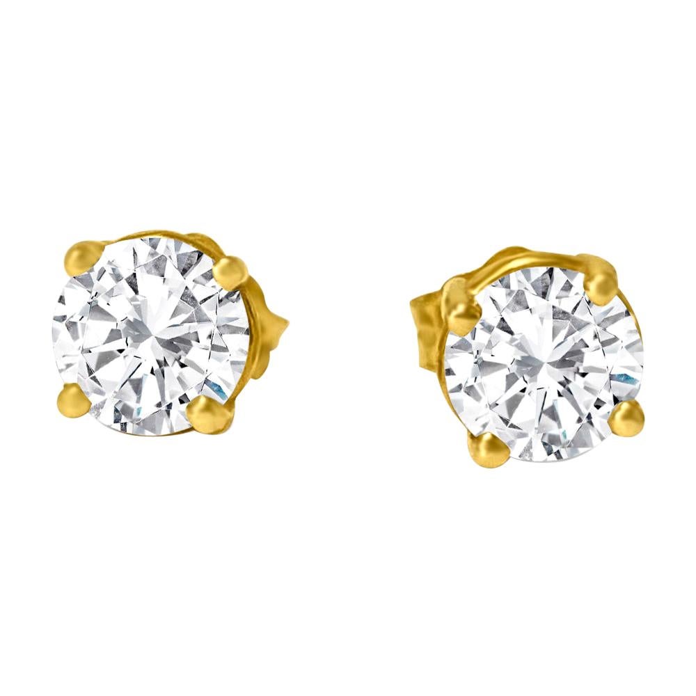 VVS Diamond Studs in 14k Yellow Gold Unisex Earrings For Sale