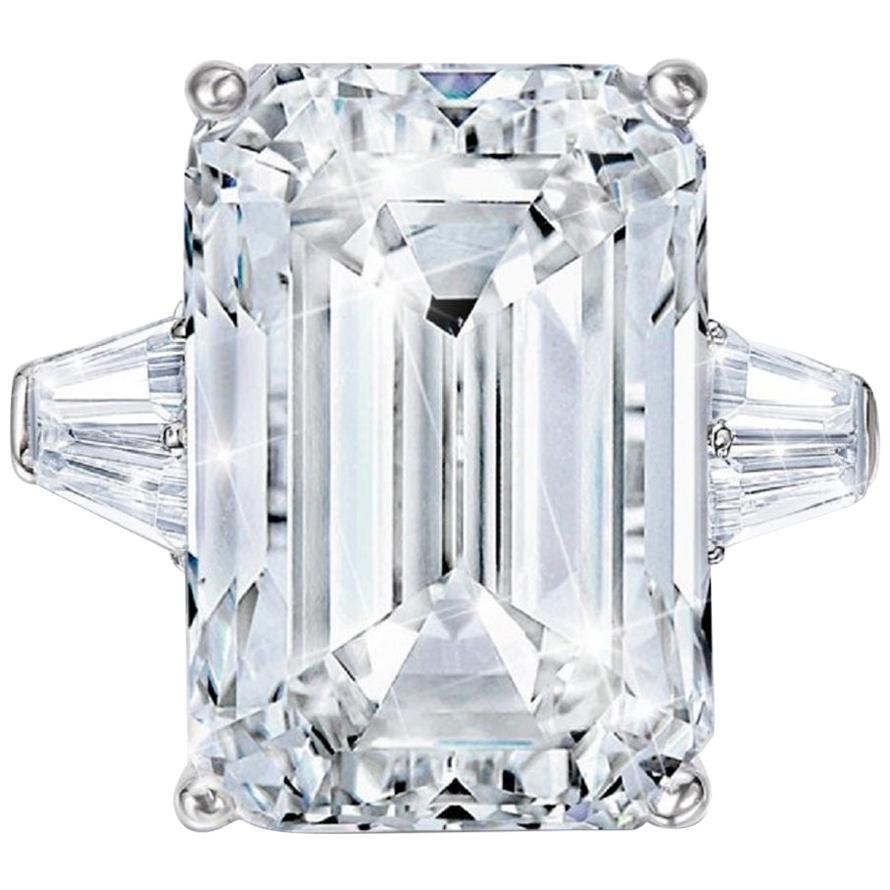 GIA Certified 4 Carat Emerald Cut Diamond Solitaire Engagement Ring 