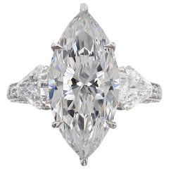 INTERNALLY FLAWLESS E Color GIA Certified 3.75 Carat Marquise Diamond Ring 