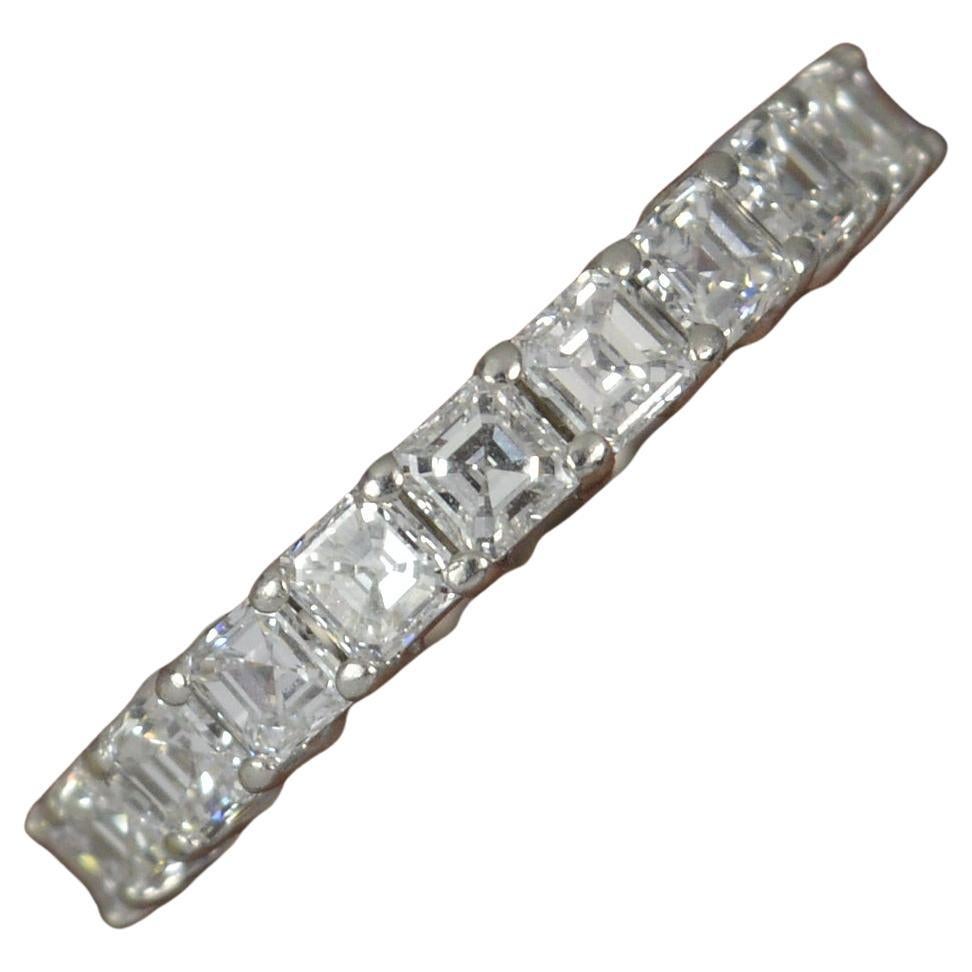 VVS1 F 3.14ct Carre Cut Diamond and Platinum Full Eternity Stack Ring For Sale