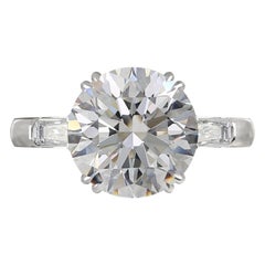 I FLAWLESS GIA Certified 3.19 Carat Round Brilliant Cut Diamond Ring 