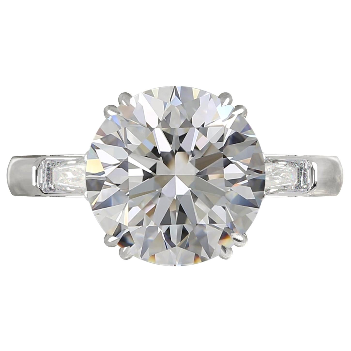 GIA Certified 4.64 Carat Round Brilliant Cut Diamond Ring Plat 