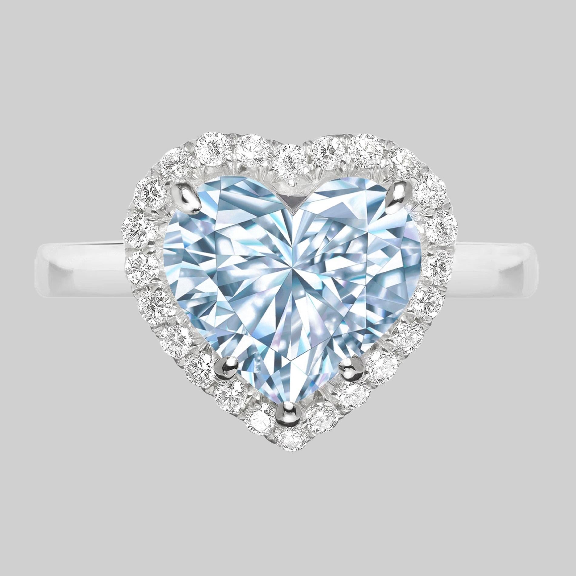 Ein exquisiter 2 Karat hellblauer Diamant in Herzform
VVS1 Klarheit
gesättigte Farbe