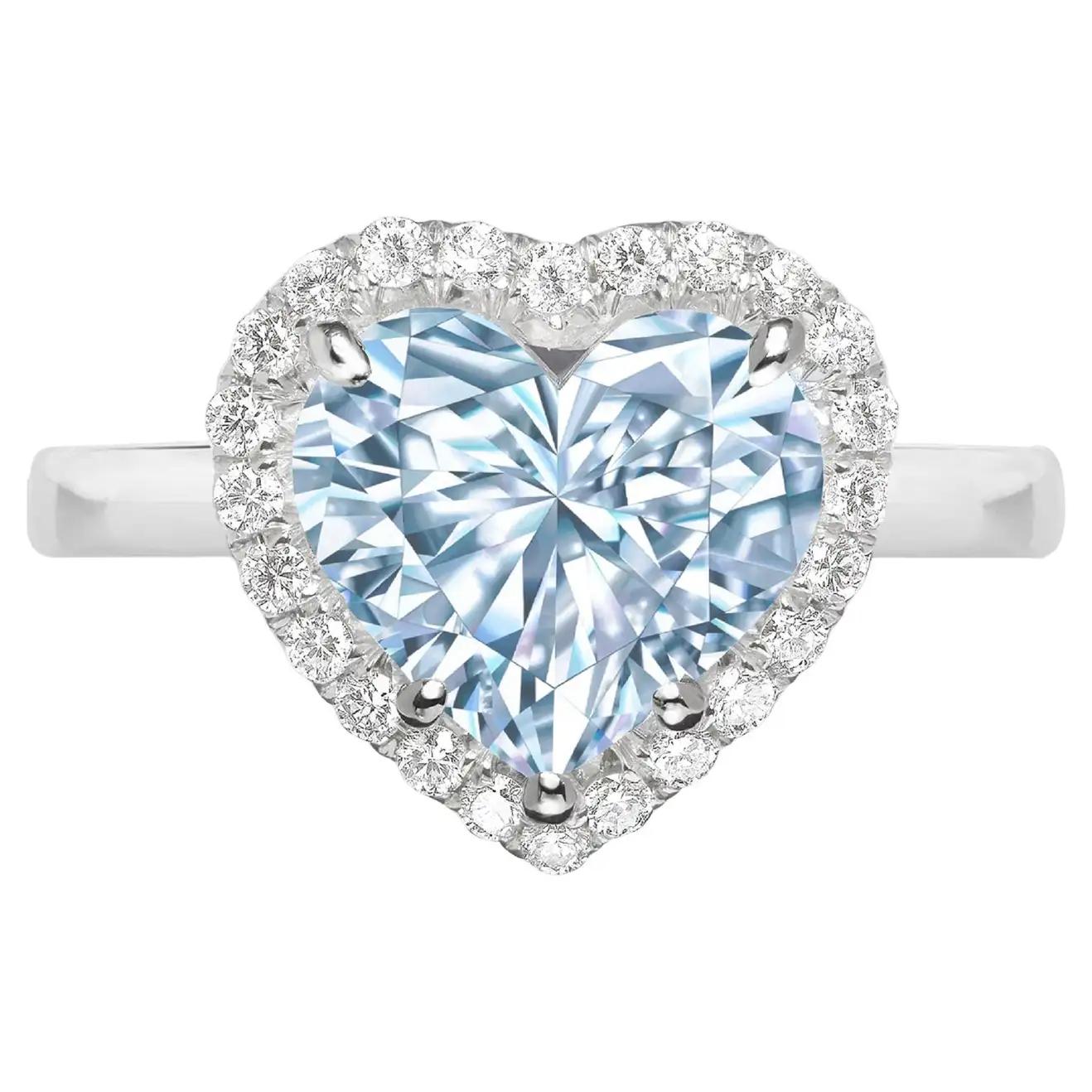 VVS1 GIA zertifiziert 2 Karat Fancy Light Blue Herzform Diamantring (Herzschliff)
