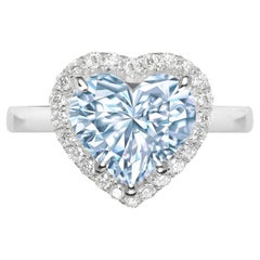 VVS1 GIA zertifiziert 2 Karat Fancy Light Blue Herzform Diamantring
