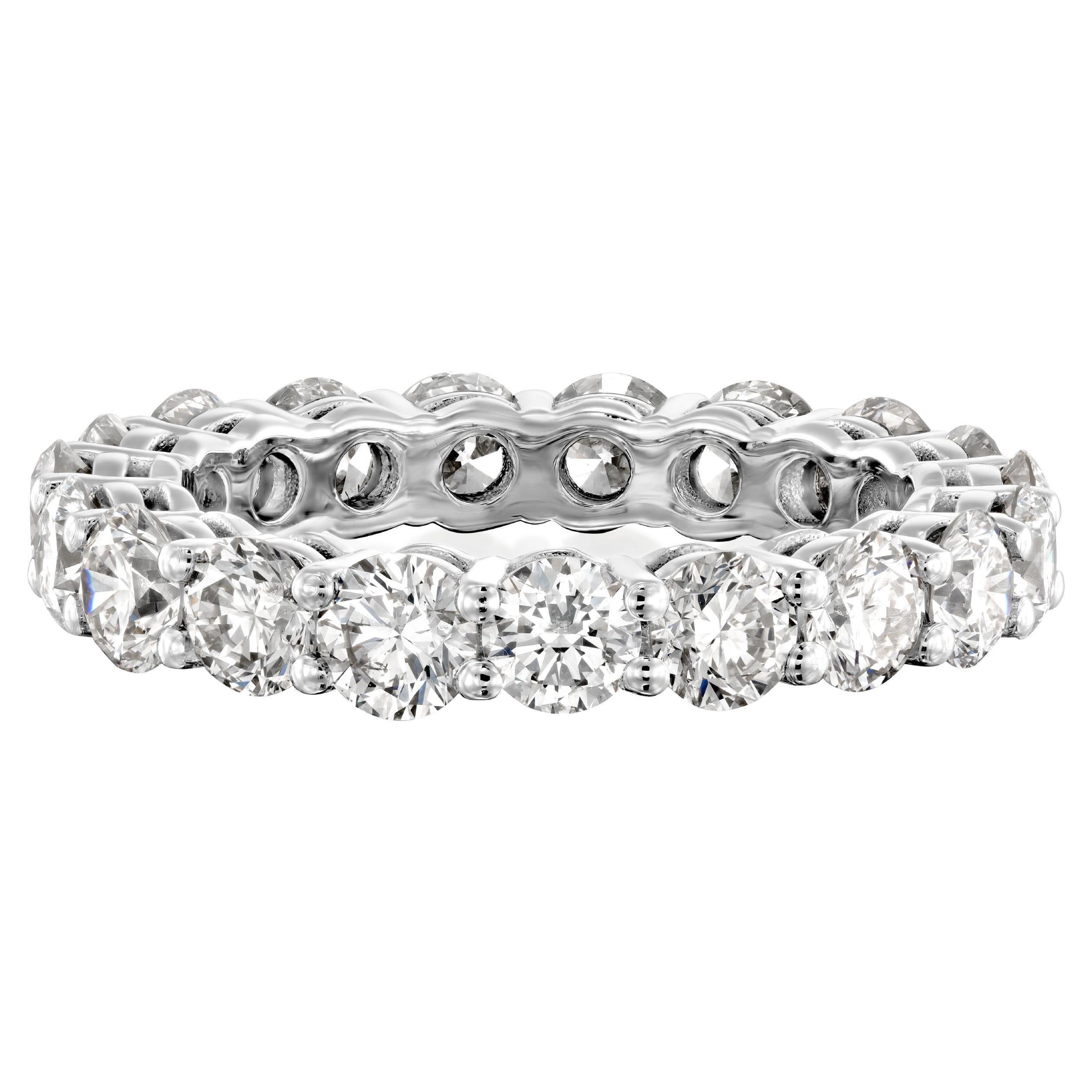 A magnificent diamond eternity band made of 14k white gold and top quality VVS1 to VS2 clarity sparkling brilliant diamonds. We only have 1 , don't miss your chance!

Center Stone:
___________
Natural Diamond
Cut: Round Brilliant Cut
Carat: 3.33
