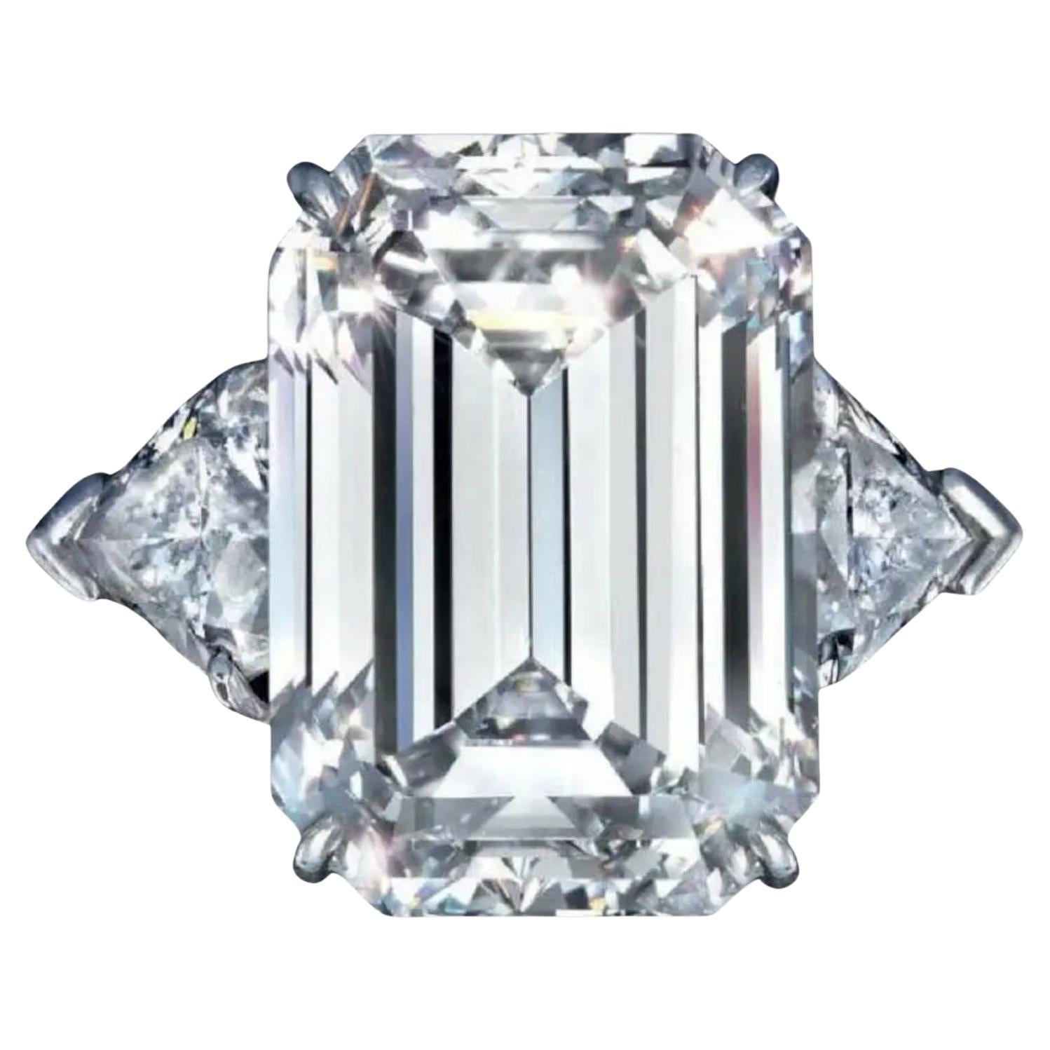 Bague solitaire en diamant taille émeraude de 6 carats certifiée GIA, fabriquée en Italie