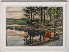 Antique V.W - Framed 1929 Oil, Scandinavian Landscape