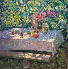 "In giardino "  Olio cm. 88 x 88    1998