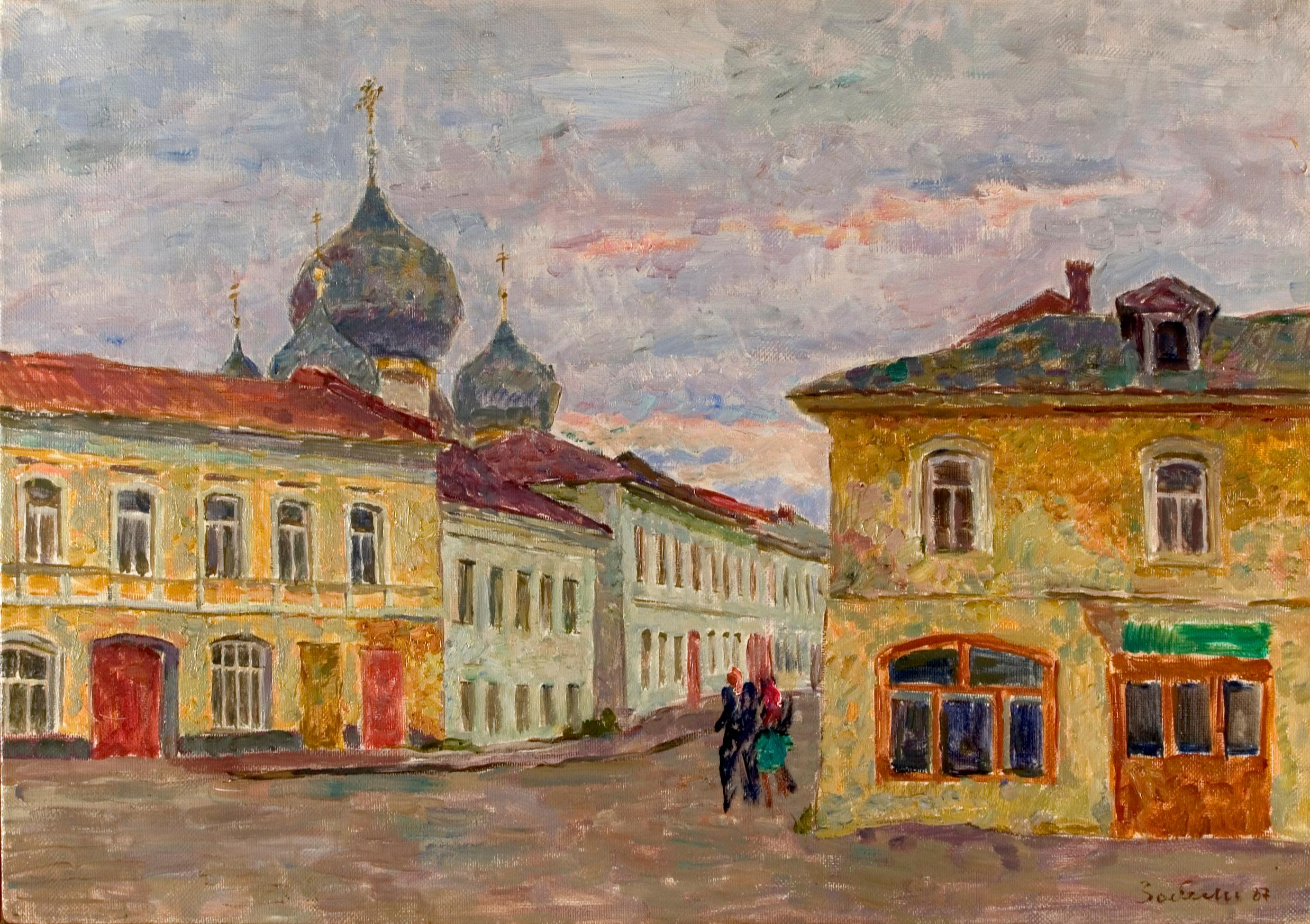 Vyacheslav Zabelin (1935- 2001) Considered a living master during his lifetime in Moscow, painted A corner in Rostov in 1987. Zabelin had already 300 paintings in museum collections throughout the world at the time of his death. A Surikov professor