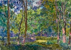 Retro Vyacheslav Zabelin, "Park", 19.63in x 27.50in, Oil on canvas