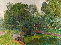 Vyacheslav Zabelin, "Pond covered in vegetation", 24in x 31.88, Oil on canvas