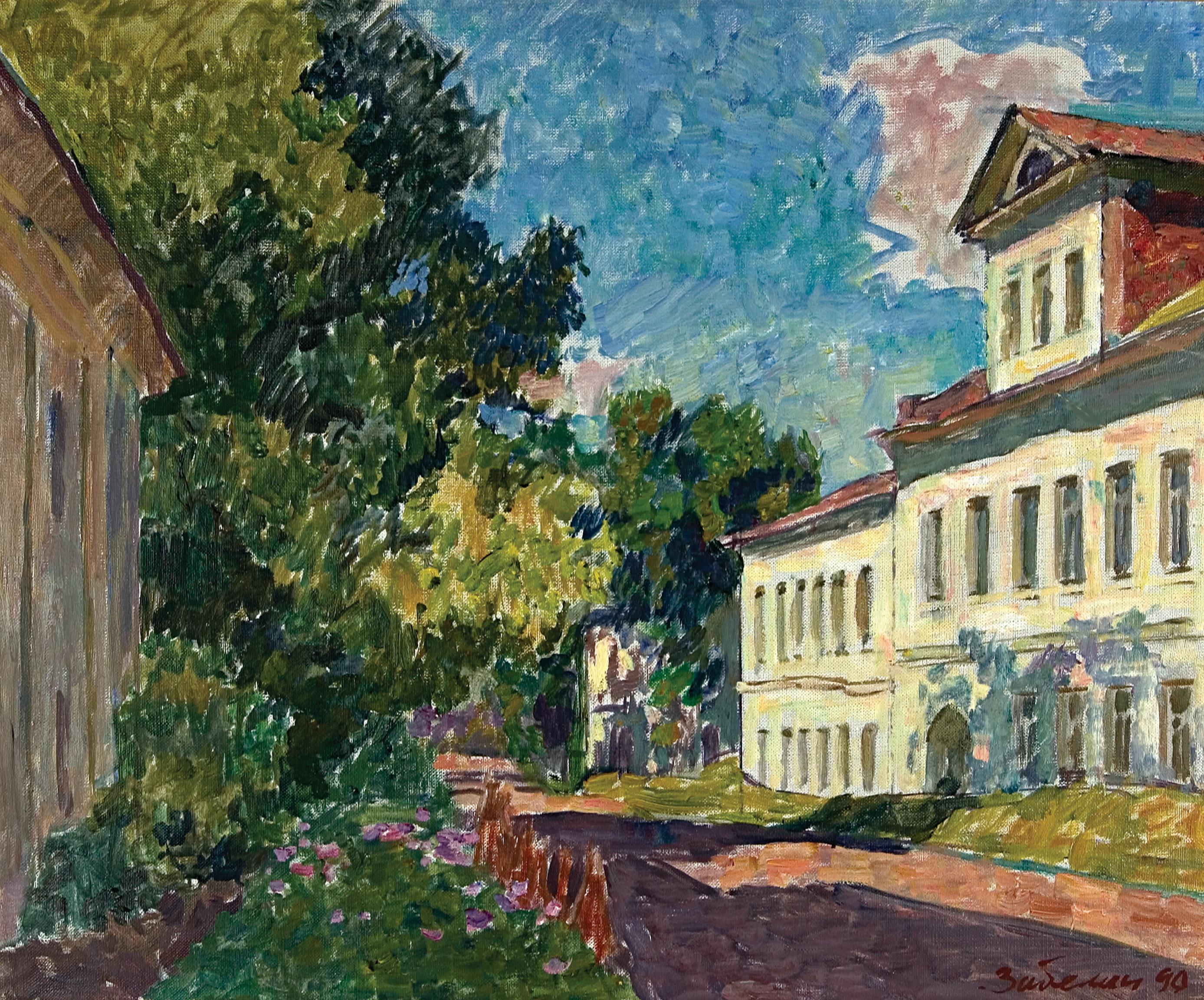 Vyacheslav Zabelin (1935- 2001) Considered a living master during his lifetime in Moscow, painted Street in Rostov in 1990. Zabelin had already 300 paintings in museum collections throughout the world at the time of his death. A Surikov professor