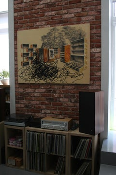 Die Ostalgie, figurative painting colored interior design constructive furniture