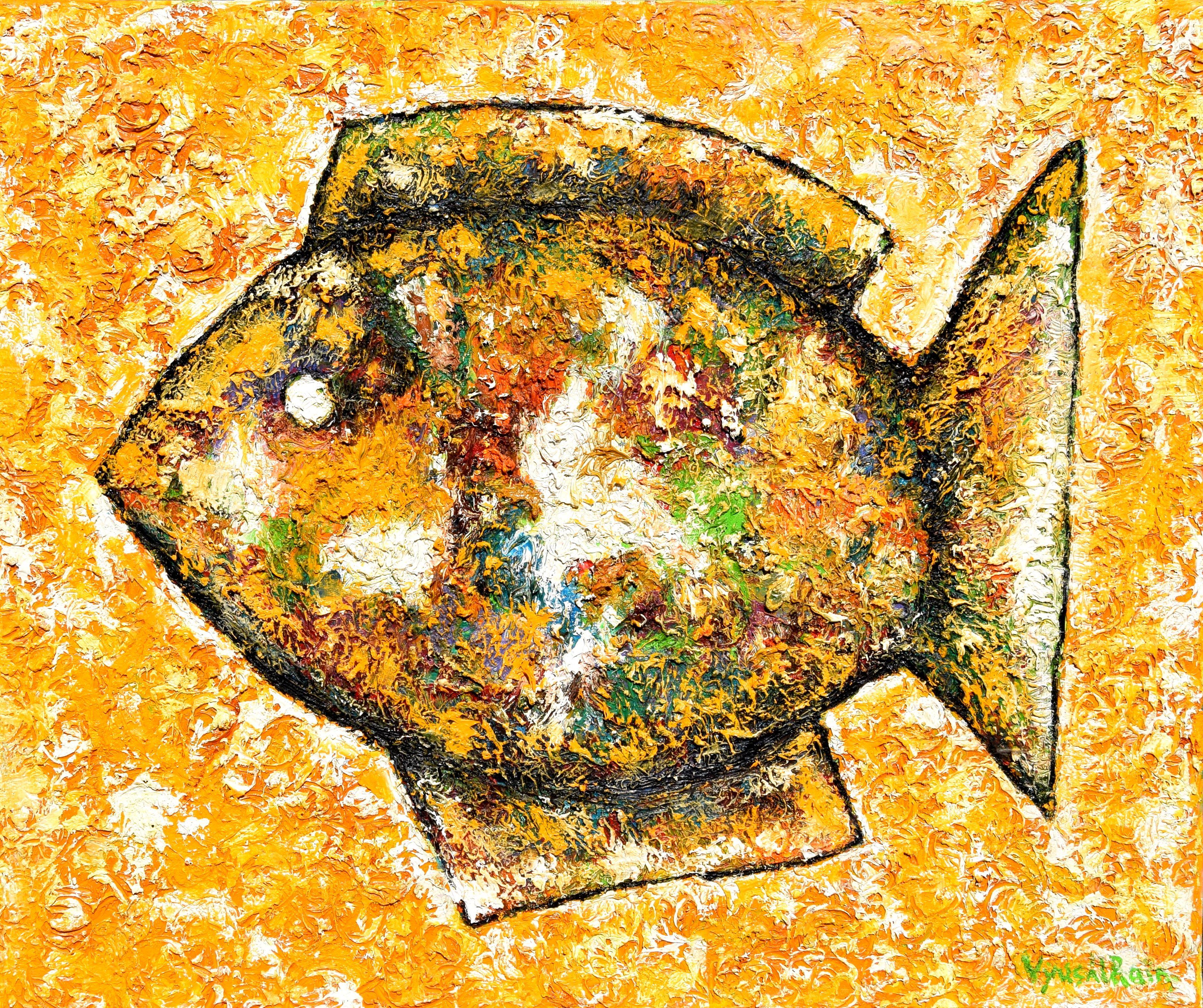 As an artist i like paint fried fishes they are look like already ready art ))) so much colors in they )) Painting started in 2013 and painted it with big pauses more times and finished it in 2018 :: Painting :: Contemporary :: This piece comes with
