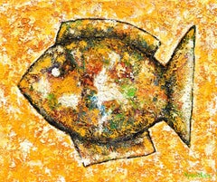 Fried fish in lemon juice, Painting, Oil on Canvas