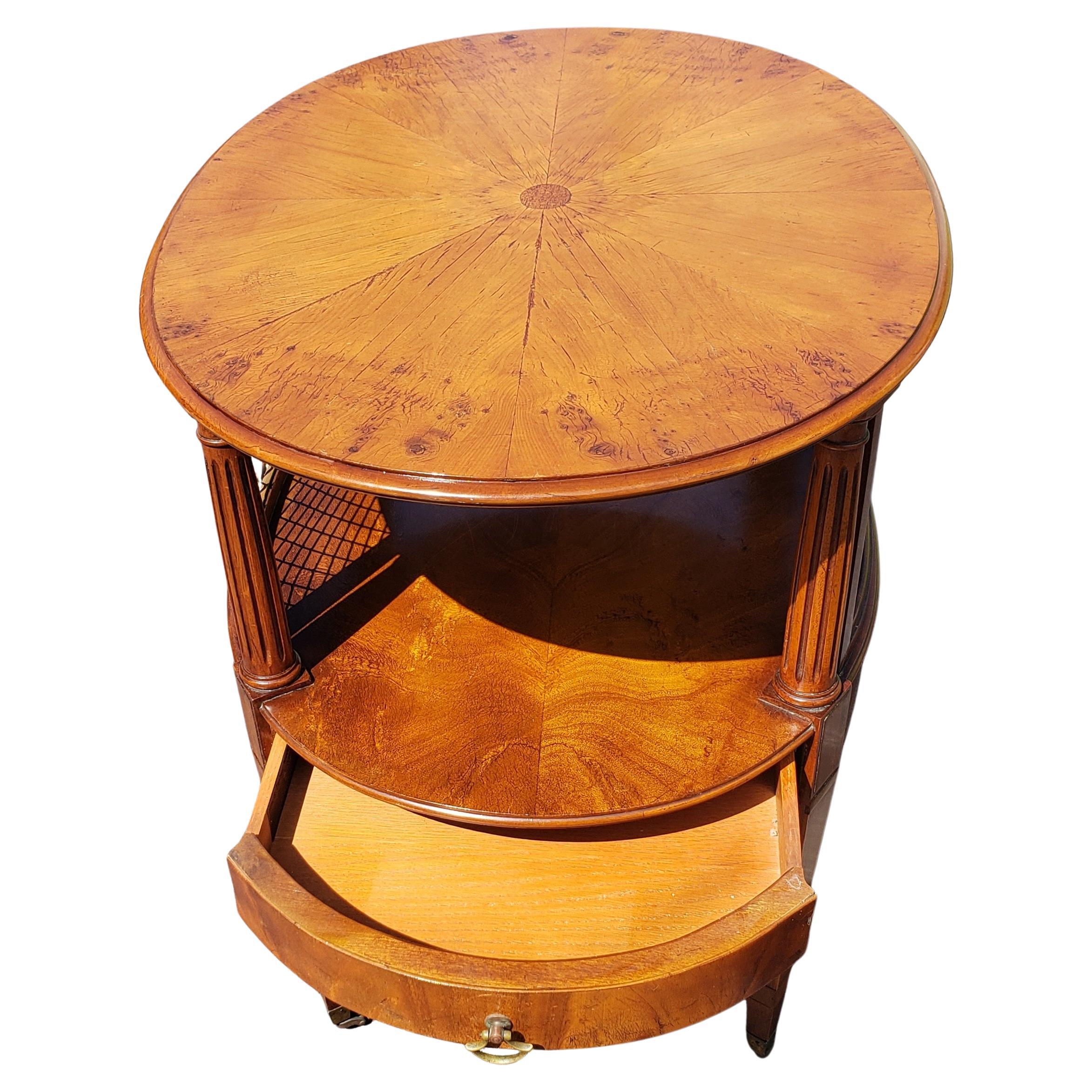 Mid-Century Modern W. A. Berkey & J. Widdicomb Oval Mahogany Occasional Serving Table on Wheels For Sale