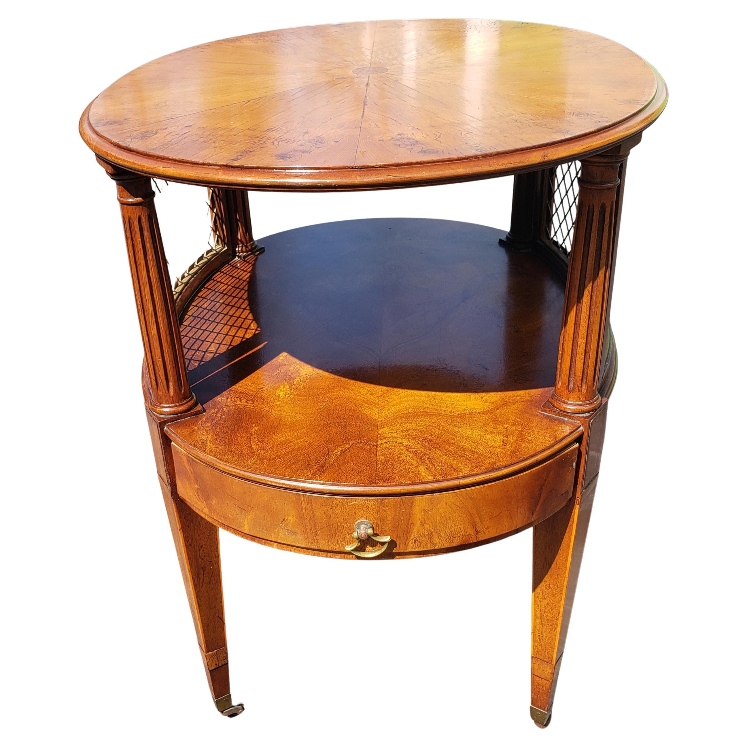 W. A. Berkey & J. Widdicomb Oval Mahogany Occasional Serving Table on Wheels For Sale