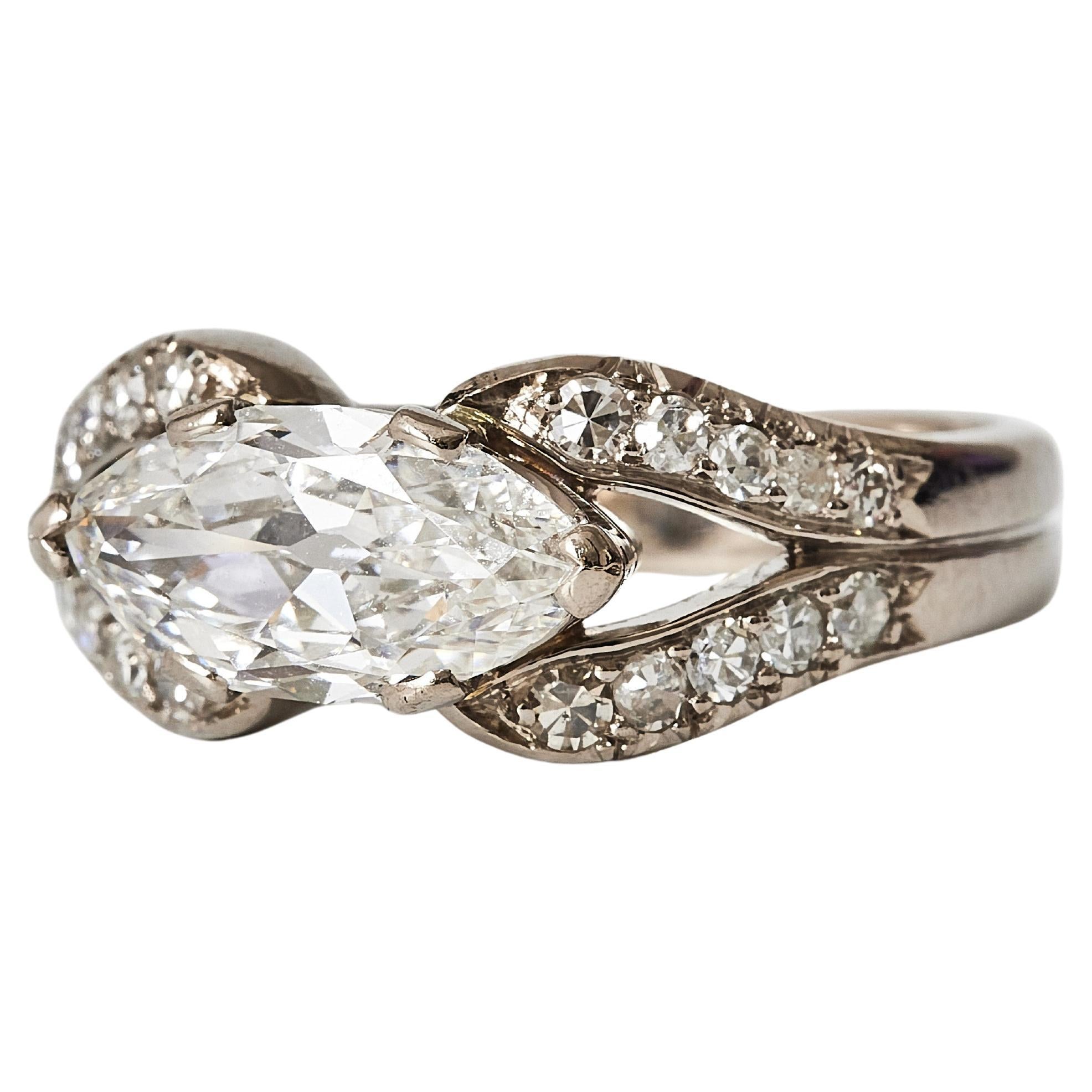 W. A. Bolin, diamante vecchio taglio marquise di circa 1,50 ct, Stoccolma 1943. in vendita
