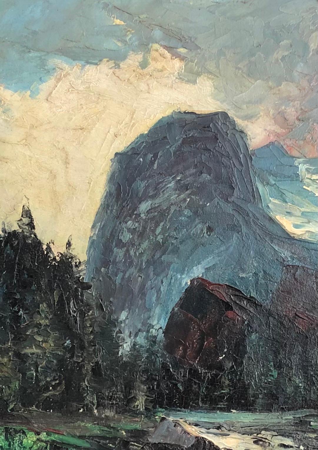Arbeiten auf Karton
Schwarzer Holzrahmen
59 x 45,5 x 4,5 cm
Dieses Werk fängt meisterhaft eine atemberaubende Berglandschaft ein. Die Szene zeigt einen reißenden Wildbach, der sich zwischen hoch aufragenden Felsen schlängelt und den Blick auf die