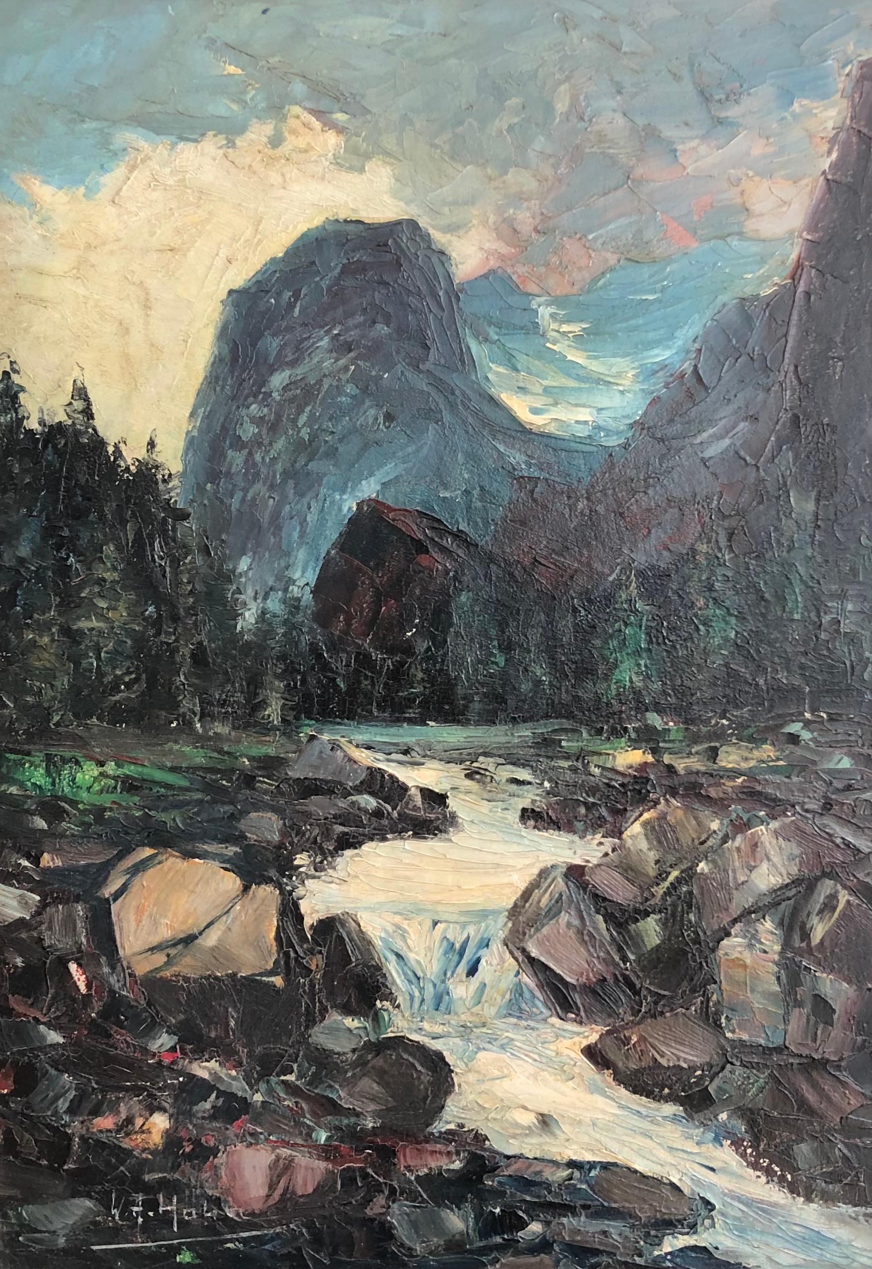 Landscape Painting W. A. Hahn - Ruisseau de montagne