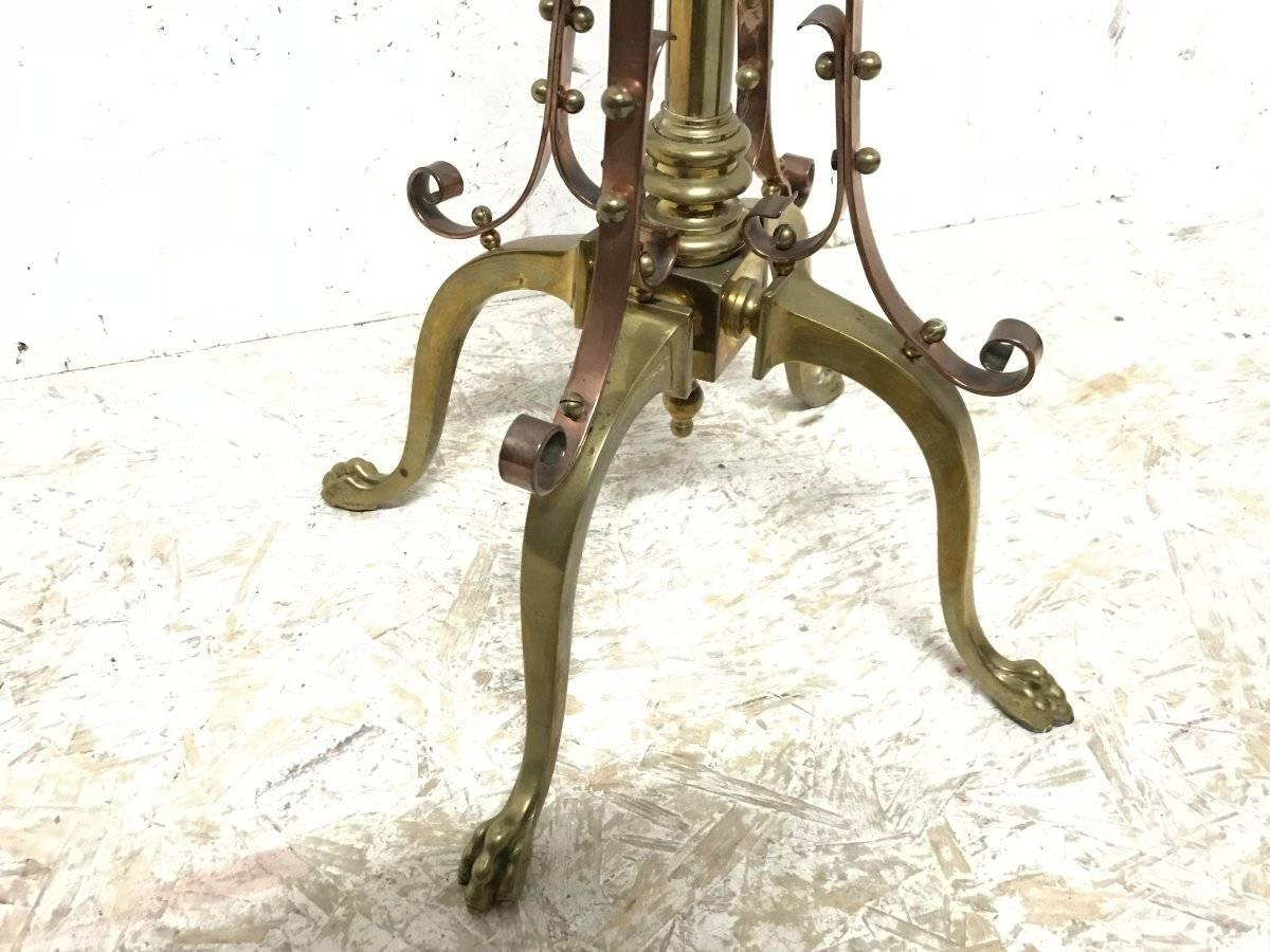 Late 19th Century W A S Benson, An Arts & Crafts Copper and Brass Telescopic Standard Oil Lamp For Sale